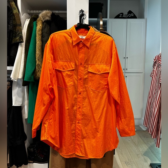 Like New The Frankie Shop Soma Oversized Shirt Jacket in Tangerine (One Size) - Picture 5 of 8